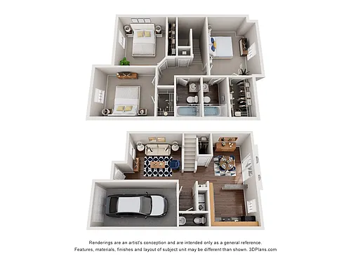 Floor plan The Crescendo - 3 Bed, 2.5 Bath Town Home, Optiona