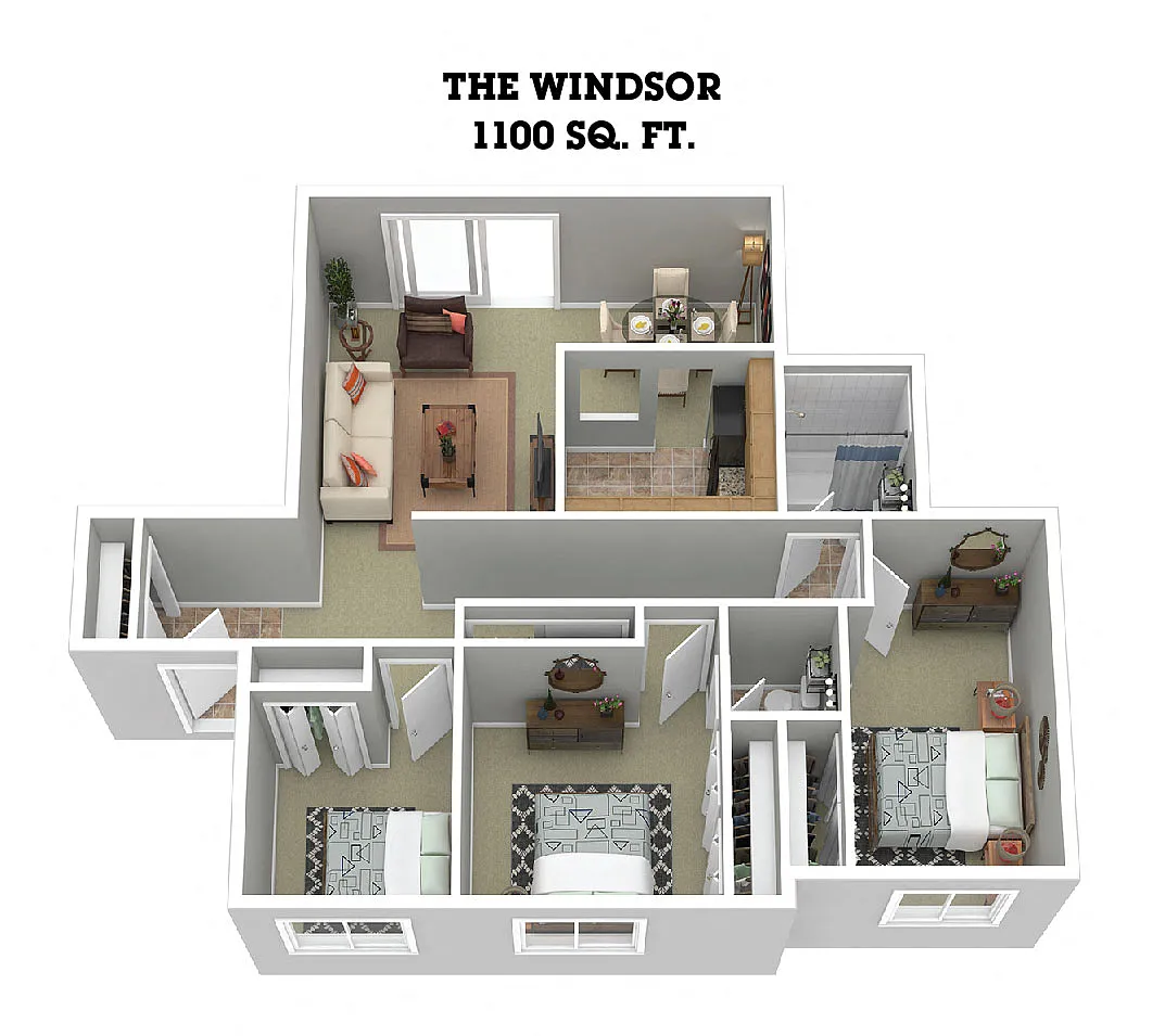 Floor plan 3Bedroom 1.5BA