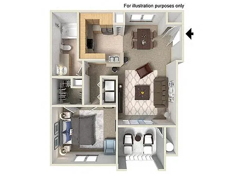Floor plan B 730 SF San Miguel