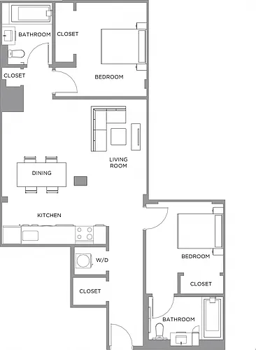 Floor plan 2 Bed/2 Bath-1200