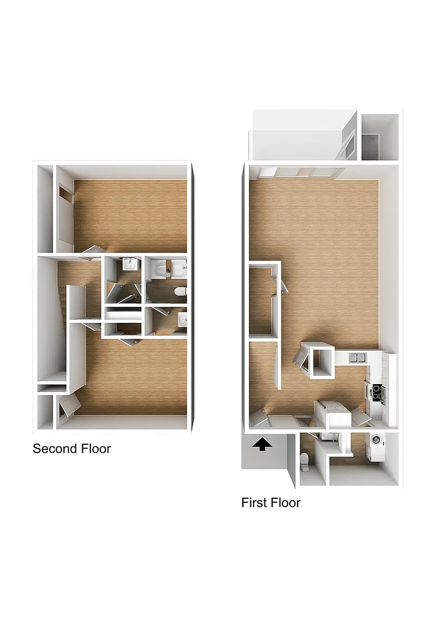 2 Bedroom 1.5 Bath Townhouse - Timber Ridge Apartment Homes