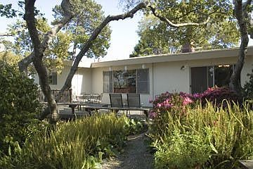 Surrounded by lush garden