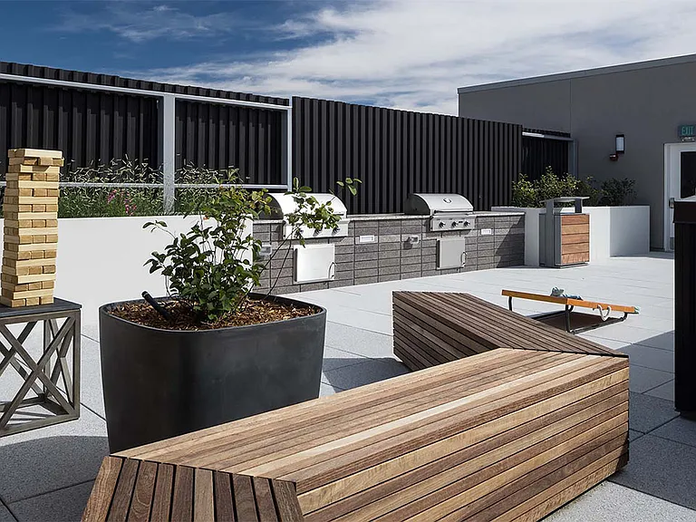 Apartment community outdoor grilling station at Griffis Cherry Creek North in Denver, Colorado.