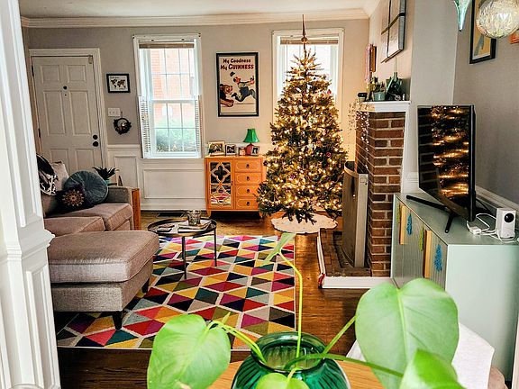 View of living room from dining area