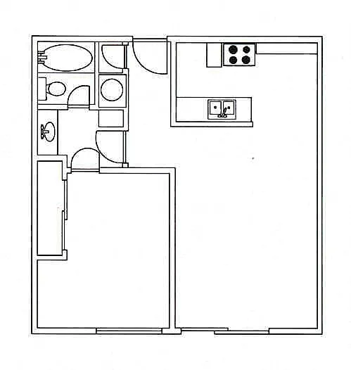 Floor plan 1 Bedroom/1Bath