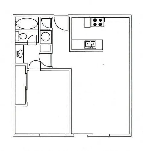 Floor plan 1 Bedroom/1Bath