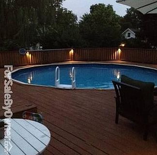 Nightime view of pool