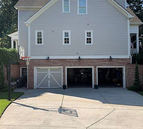 side of house, 3 car garage