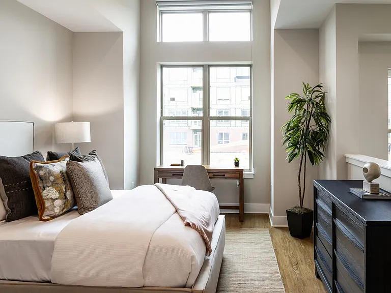 Signature Collection Townhome bedroom with hard surface flooring
