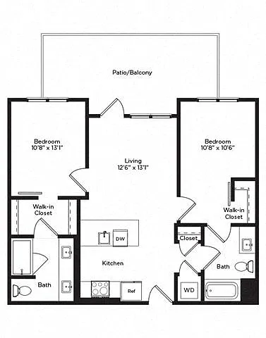 Floor plan 2B w/ Balcony