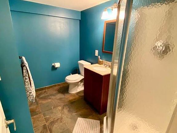 Full Bath downstairs with new contemporary light grey paint not shown here