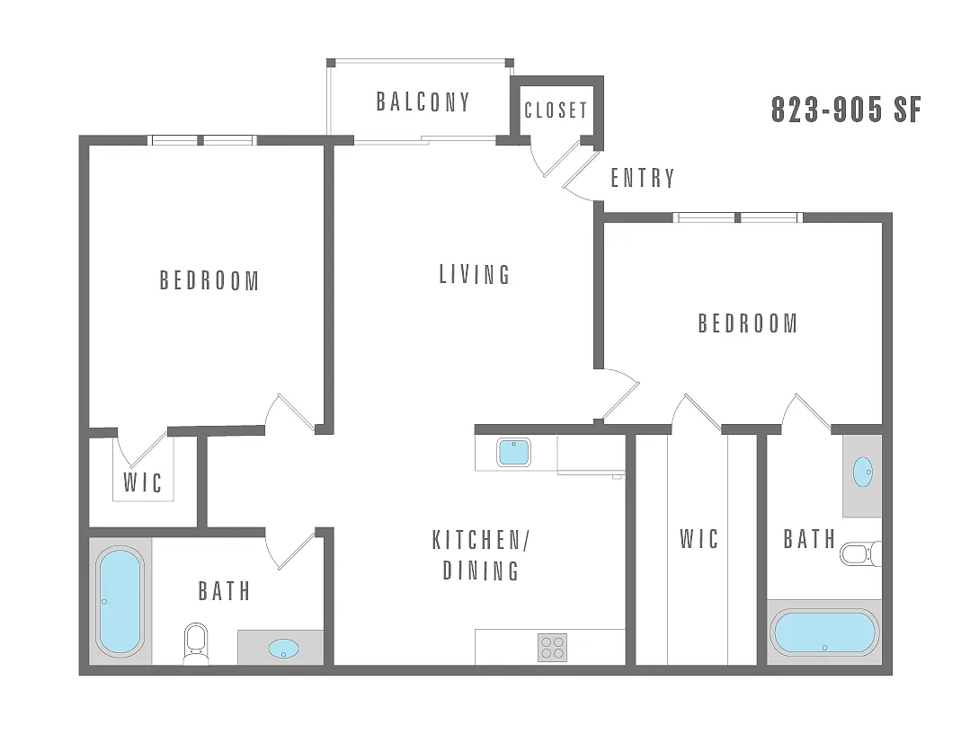 Floor plan 2 Bedroom 2 Bath
