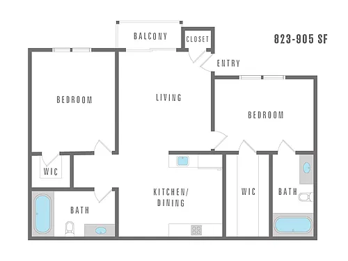 Floor plan 2 Bedroom 2 Bath