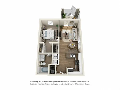 Floor plan A1_St. Barts - One Bedroom, One Bathroom