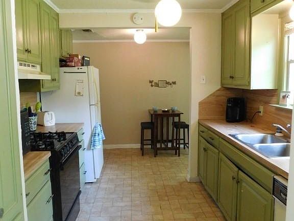 Galley Kitchen from view of the dinning Room