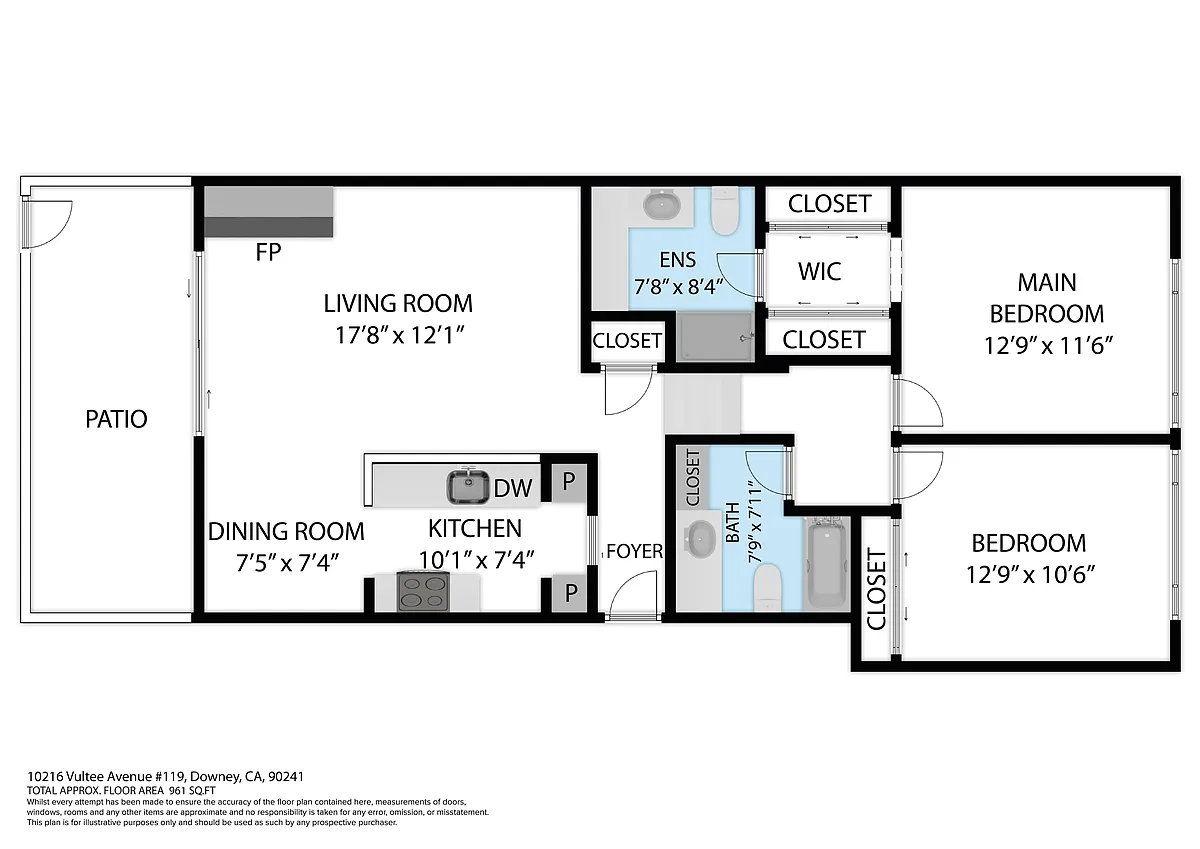 Floor plan 2 Bedroom 2 Bath Townhome