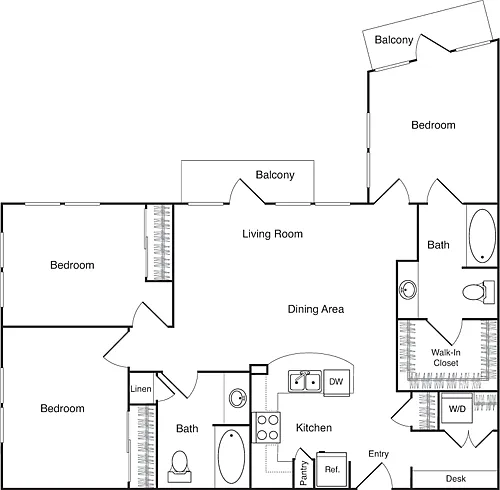 Floor plan Three Bedroom - A