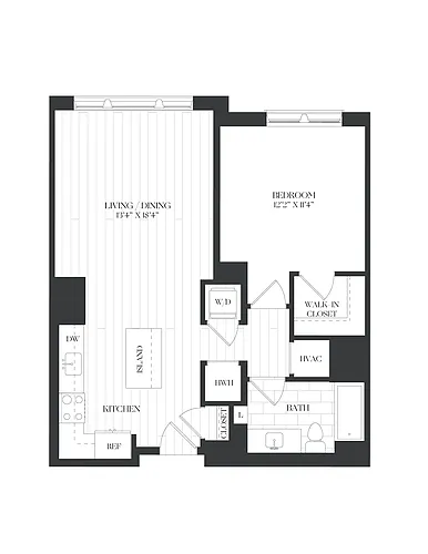 Floor plan 1 Bed/1 Bath-1B-1-B-The Barrett