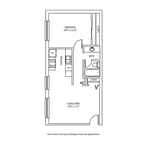 Floor plan 1 Bedroom / 1 Bath_602