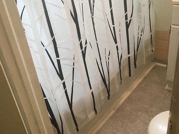 Bath with new floor and medicine cabinet
