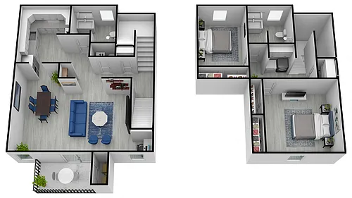 Floor plan 2 Bed 2 Bath - Townhome