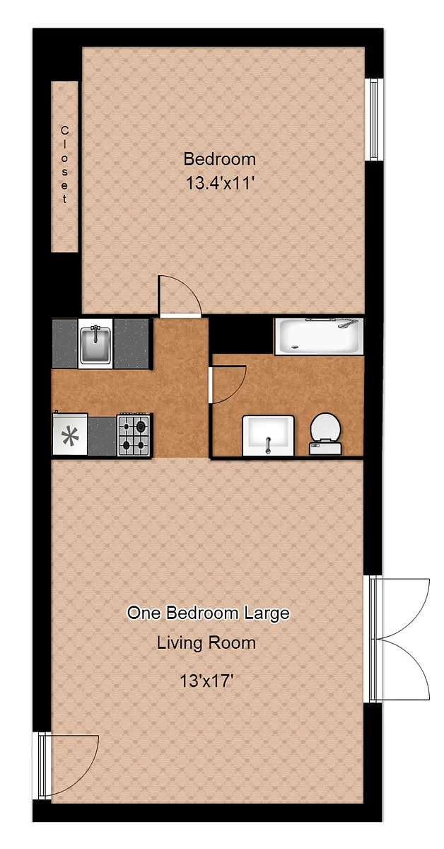 Floor plan One Bedroom - Large