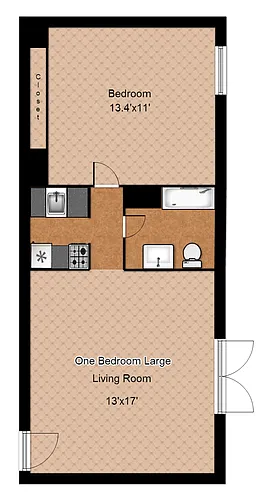 Floor plan One Bedroom - Large