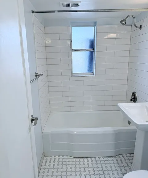 bathroom has new vanity light