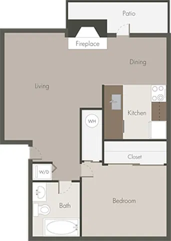 Floor plan 1 Bed 1 Bath_A