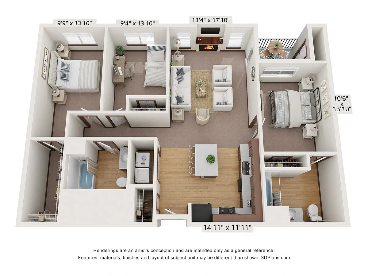 Floor plan Three Bedroom A