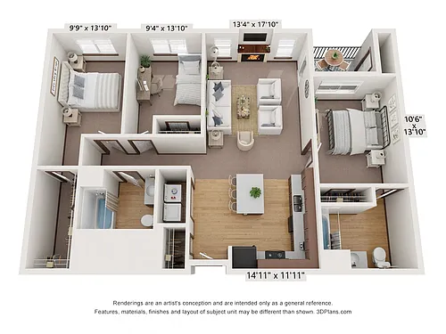 Floor plan Three Bedroom A