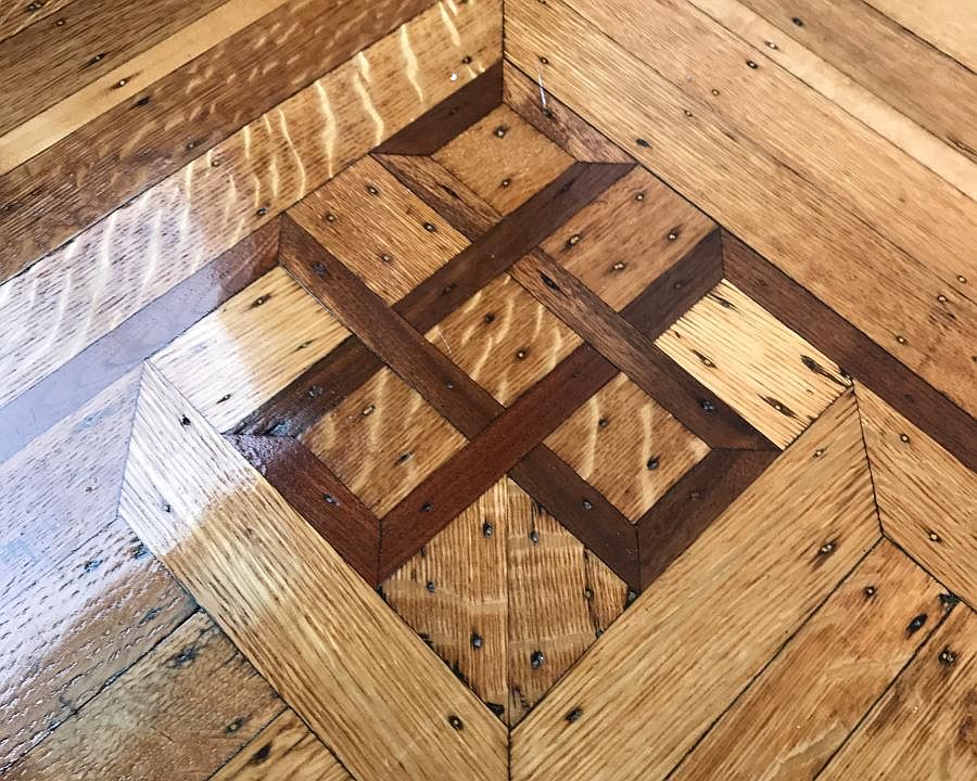 Original Inlaid Wood, Refinished.