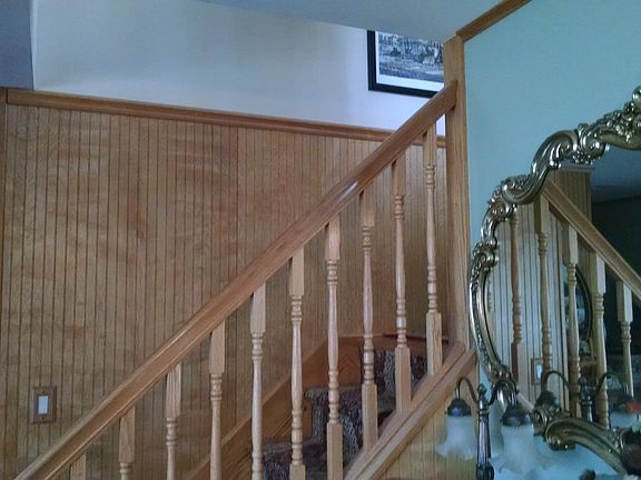 Real wainscoting on stairs