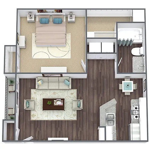 Floor plan A1: 1 Bed 1 Bath