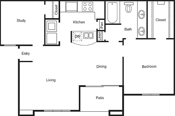 A3 Floorplan: 1 Bedroom, 1 Bathroom A3 Floorplan: 1 Bedroom, 1 Bathroom