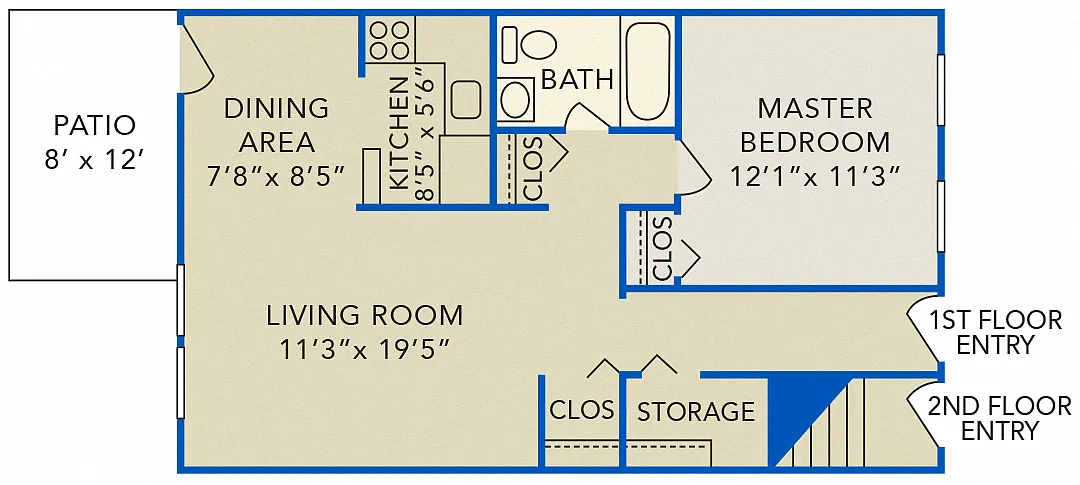 Floor plan One- Bedroom Apartment