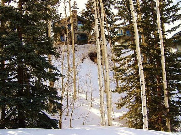 looking up from ski school area