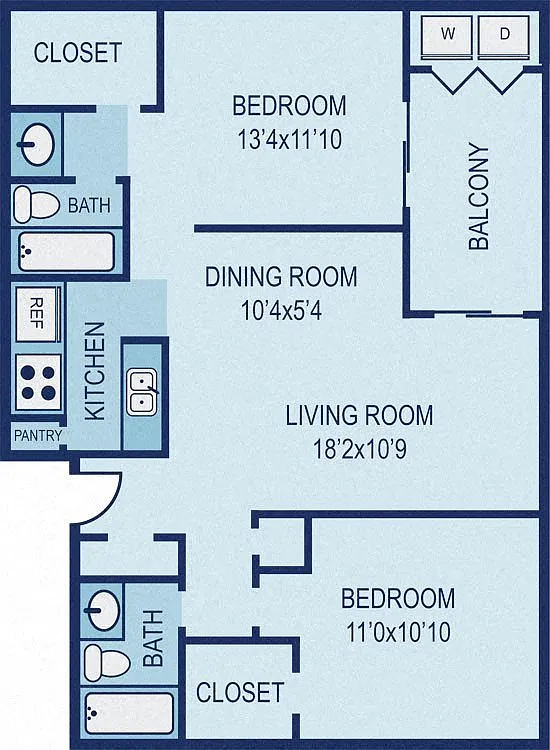 Floor plan B6 - 2BR 2BA
