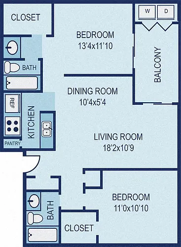 Floor plan B6 - 2BR 2BA