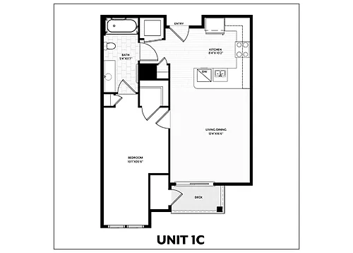 Floor plan 1 Bed/1 Bath-1C