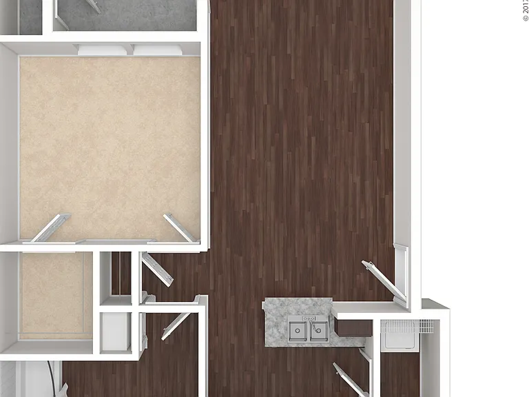 A2: Beds - 1: Baths - 1: SqFt Range - 708 to 708