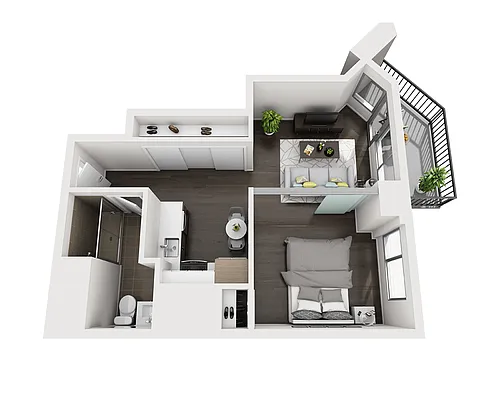 Floor plan One Bedroom A1A