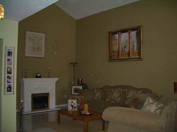 Vaulted ceiling in living