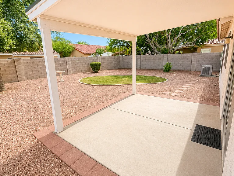 Spacious backyard, with room to relax, play and entertain.