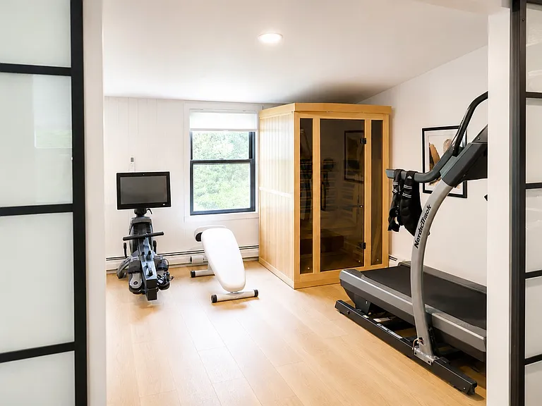 Private Gym with Treadmill, TRX, Dumbbells, Rower, and Infrared Sauna