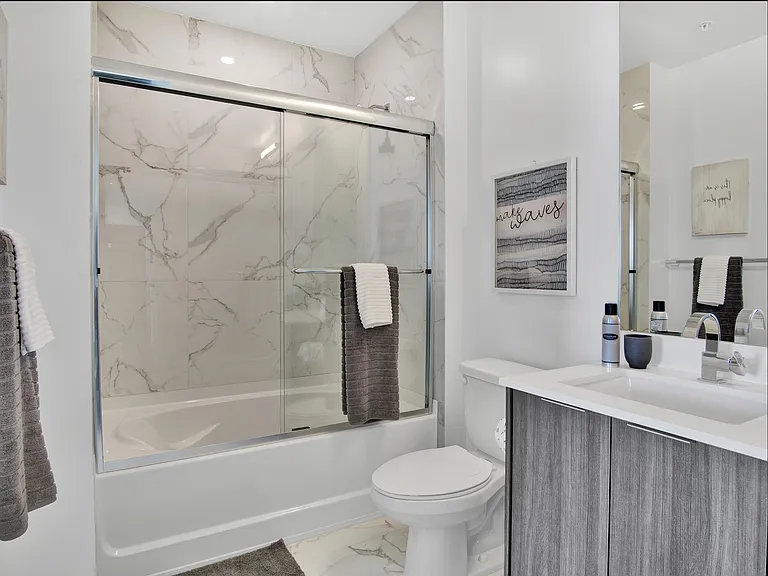 1 Bedroom - Model Unit | Large Bathrooms with Tub & Shower Glass Enclosures