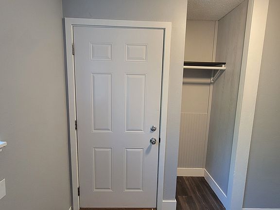 there is a small closet next to the front door.
