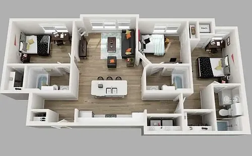 Floor plan Three Bedroom - C1 Bedroom Suite - Per Person