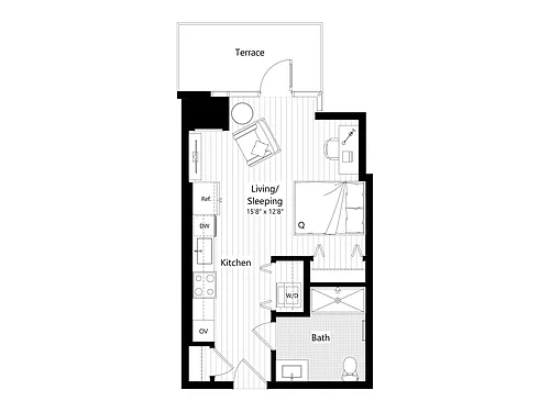 Floor plan MS9G | Studio | 1 Bath