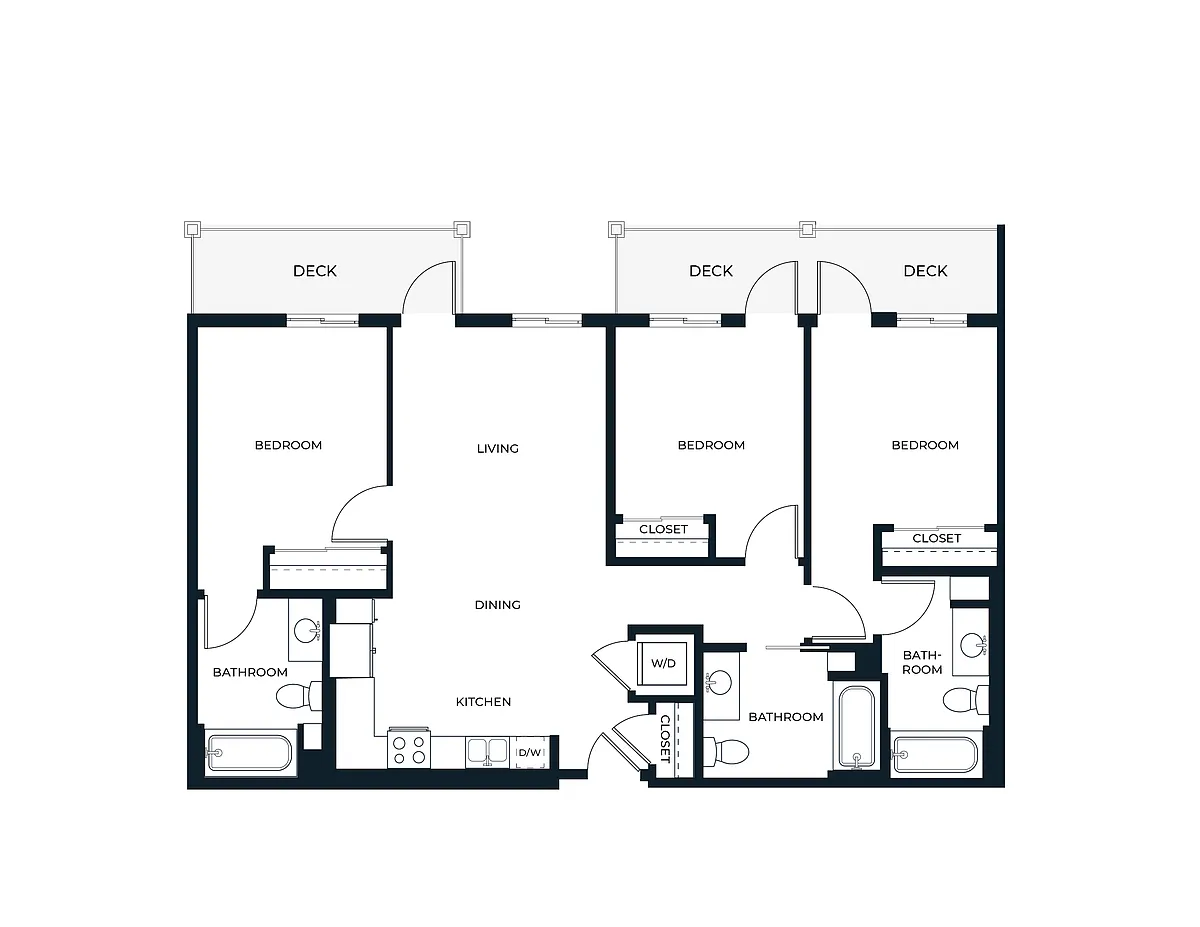 Floor plan Three Bedroom D1